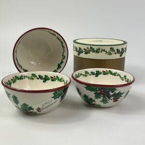 Williams Sonoma 2012 Vintage Postcard Condiment Serving Bowls Set of 3 With Box